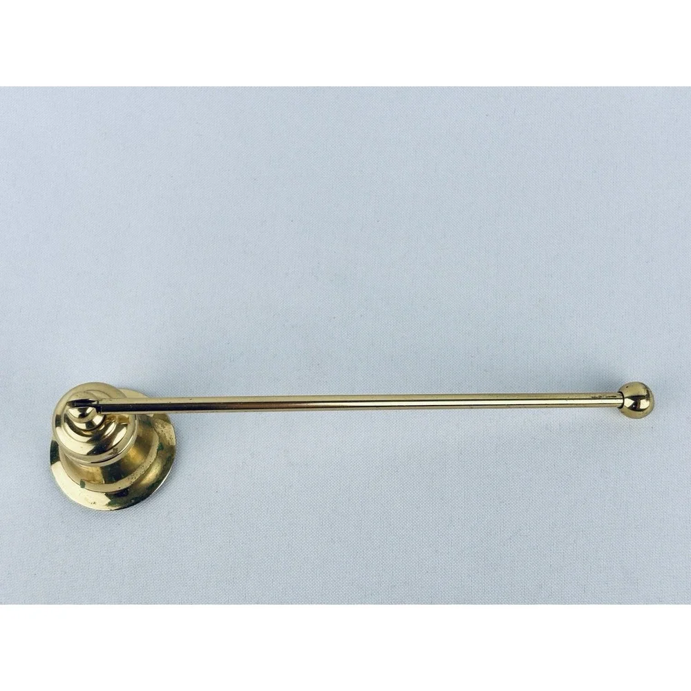 Vintage Golden Solid Brass Candle Extinguish Snuffer Bell w/ Short Handle